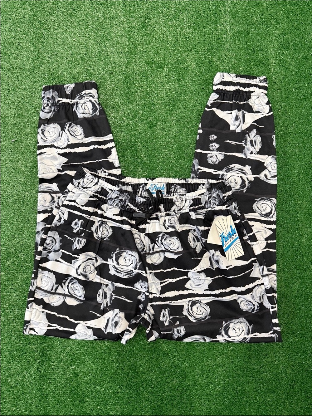 Black & White Rose Print Kids Lounge Pants by